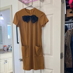 Mustard Yellow Dress with Black Bow